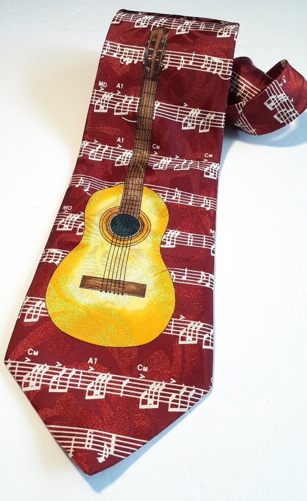Vintage Gold City Music Note Guitar Necktie